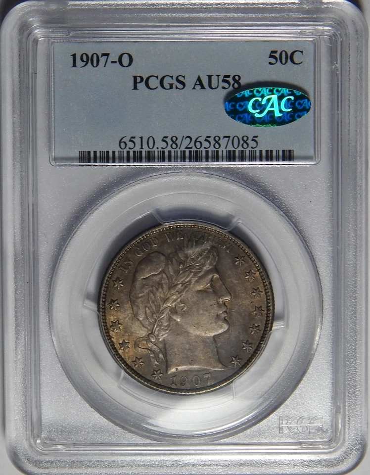 1907-O PCGS/CAC AU58 BARBER HALF DOLLAR - Image 3 of 4