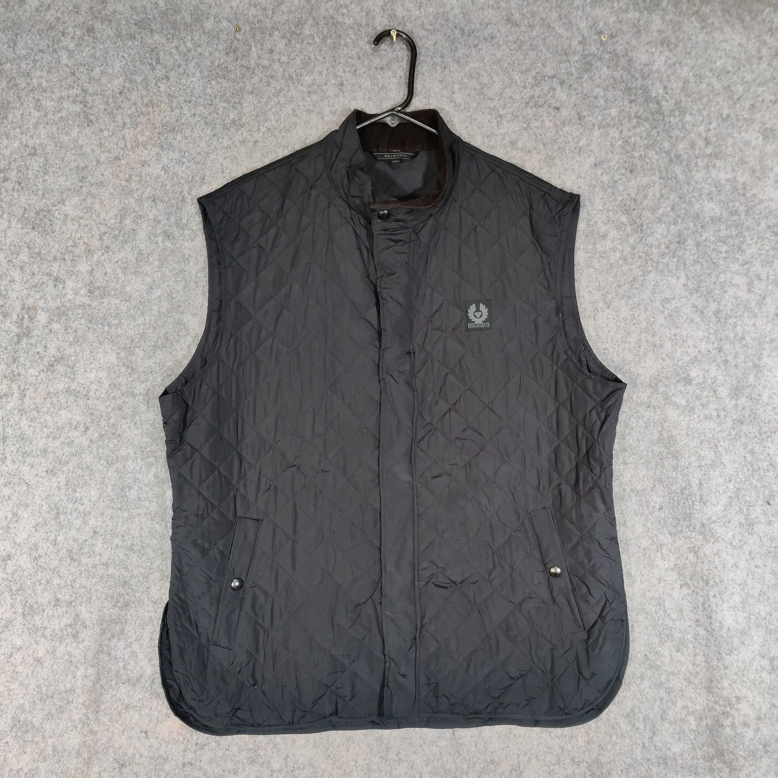 Belstaff Icon Gilet Mens Size UK 48 3XL Black Diamond Quilted Padded Vest Liner