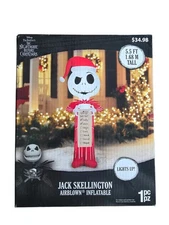 Santa Jack Skellington Wish List Gemmy Airblown Inflatable 5.5 ft Christmas 