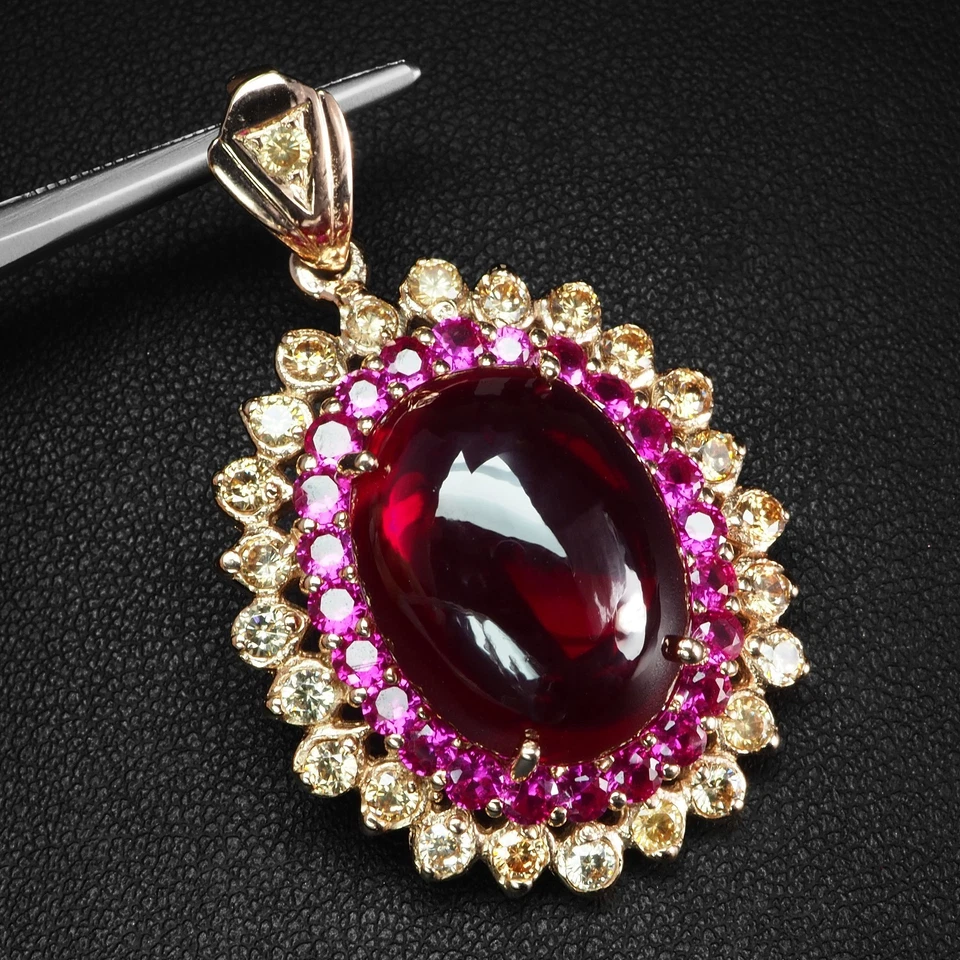 Ciondoli fatti a mano in argento sterling 925 cabochon di tormalina... - Immagine 2 di 4