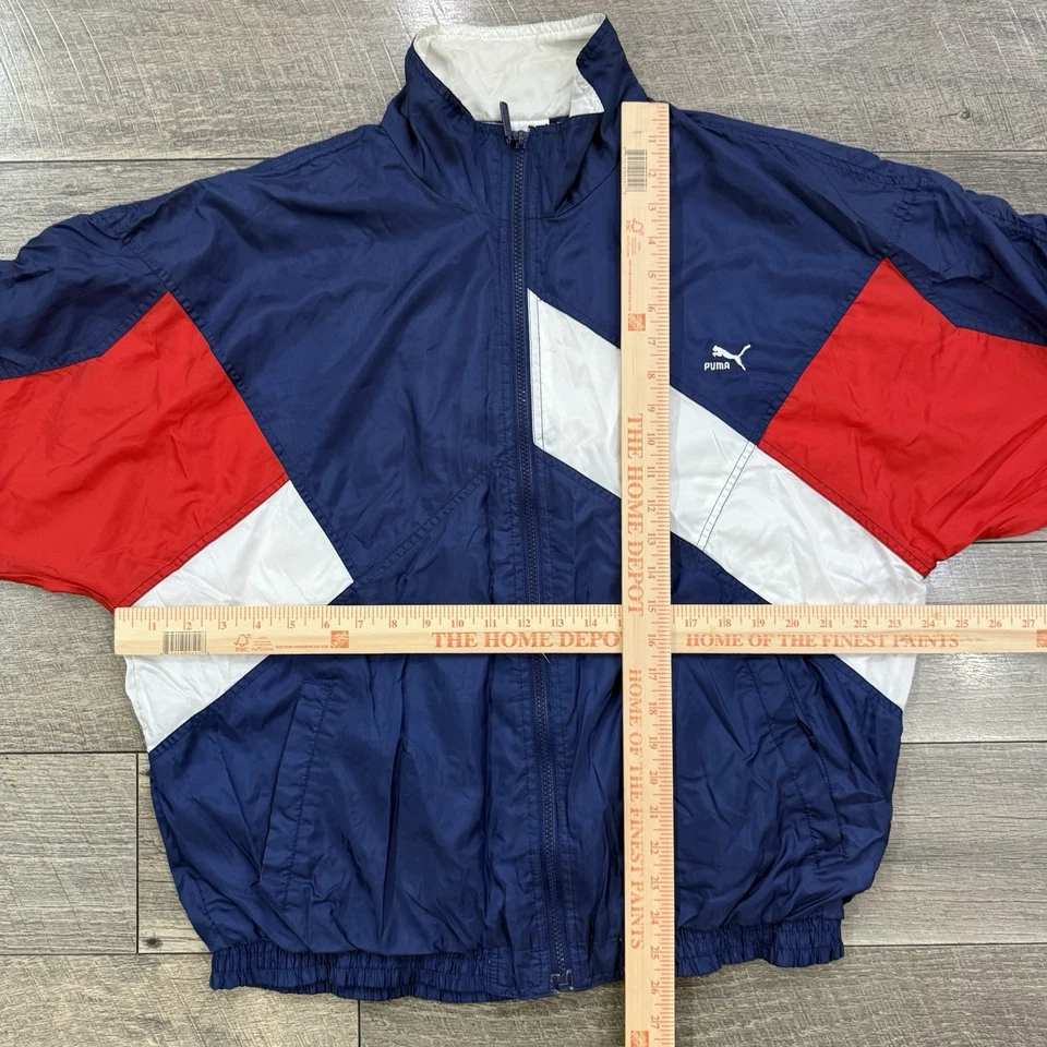 VTG 90s PUMA Multicolor USA Color Block Lightweight Windbreaker Jacket Mens Sz M - Image 3 of 4