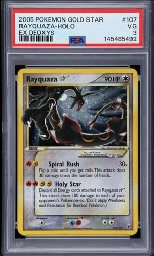 Pokemon Rayquaza Gold Star Ultra Rare EX Deoxys #107 PSA 3