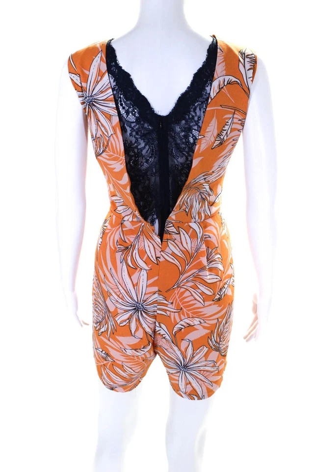 Mameluco sin mangas con estampado floral naranja azul marino talla grande Vero Moda para mujer Foto 3 de 4