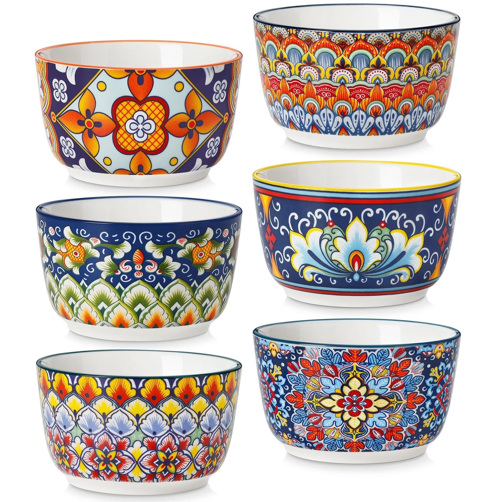 vancasso 8 Oz Ramekins Oven Safe Set of 6, Bohemian Creme Brulee Ramekins, Co...