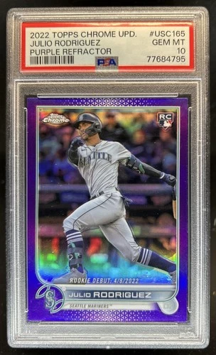 2022 Topps Chrome Update Julio Rodriguez RC Purple Refractor #USC165 PSA 10