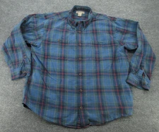 Duluth Trading Co Shirt Mens XL Blue Green Plaid Flannel Button Down Workwear