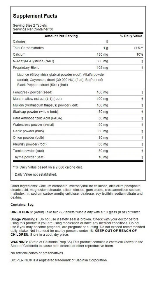 Nature's Secret Soporte Respiratorio y Defensa 60 Tabs Foto 2 de 2