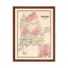 Old Map of Saugatuck, CT 1867 - Vintage Saugatuck Connecticu