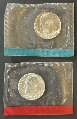 1979 P & D Roosevelt Dime TWO Coins from US Mint Uncirculated Set Cello