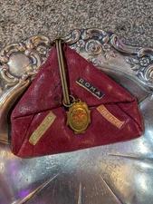 Vintage Leather Coin Purse - Firenze Florence 1970s Red Tuscany