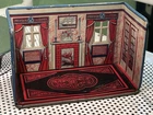 Vintage Marx Tin Litho Newlyweds Dining Room Box Dollhouse 1930s Living Parlor