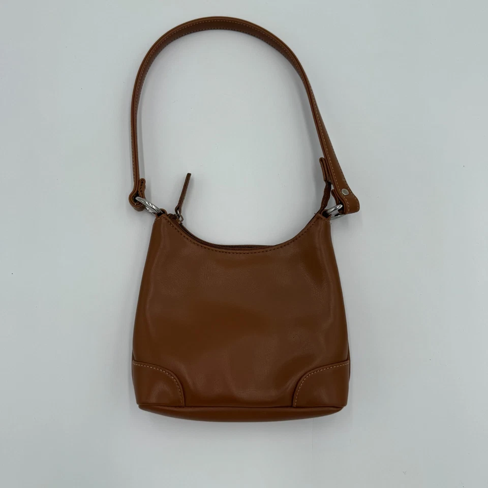 Bolsa de ombro feminina Nine & Company couro marrom alça destacável fecho com zíper - Imagem 3 de 4