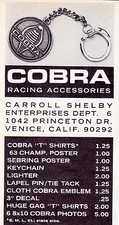 1964 SHELBY COBRA RACING ACCESSORIES ~ SMALLER CARROLL SHELBY ENTERPRISES AD