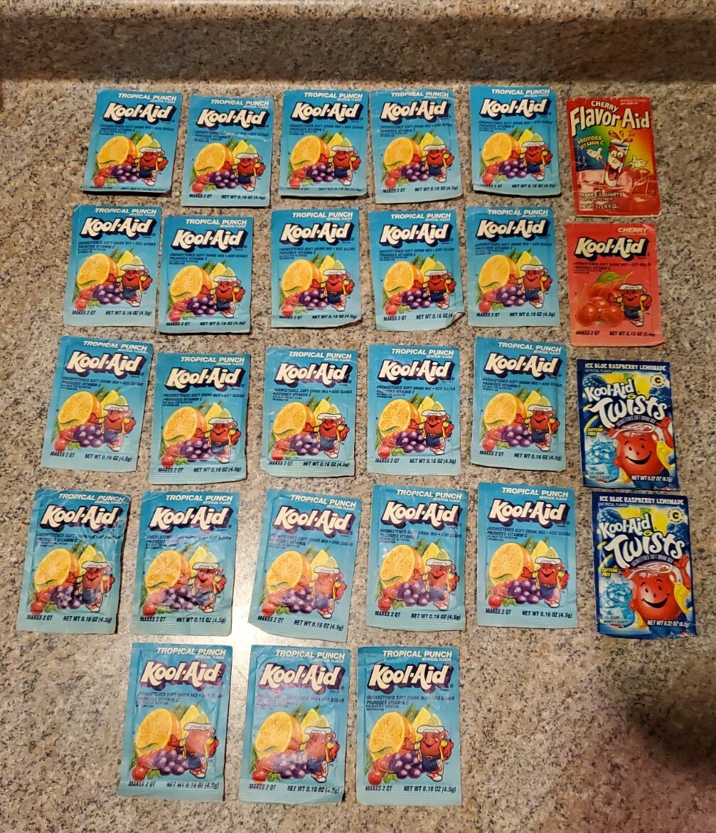 【中古】Little Aid Vintage Kool Aid Twist Tropical Punch Cheery Mix Unopened Packet