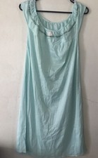 Vintage Herbergers Nightgown Medium Blue Sleep Dress Floral Lace FLAW