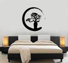 Vinyl Wall Decal Zen Tree Meditation Enso Circle Room Buddhism Stickers ig6093 