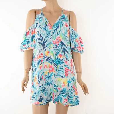 Robe tunique manches courtes Lilly Pulitzer multicolore fleurs 100% rayonne t... - Photo 1/4