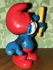 Vintage Schleich Peyo 1981 Smurf PVC Figurine Papa Smurf Teacher Glasses Ruler — photo 3