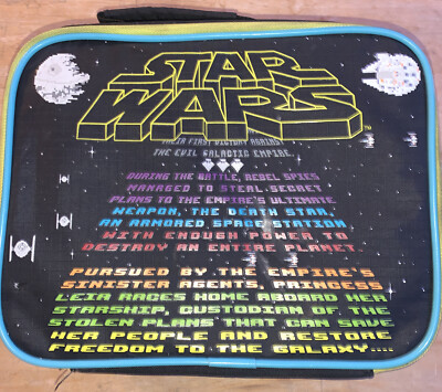 Star Wars Lunch Box Tote Bag School Disney Store Pixel Graphic Black ...