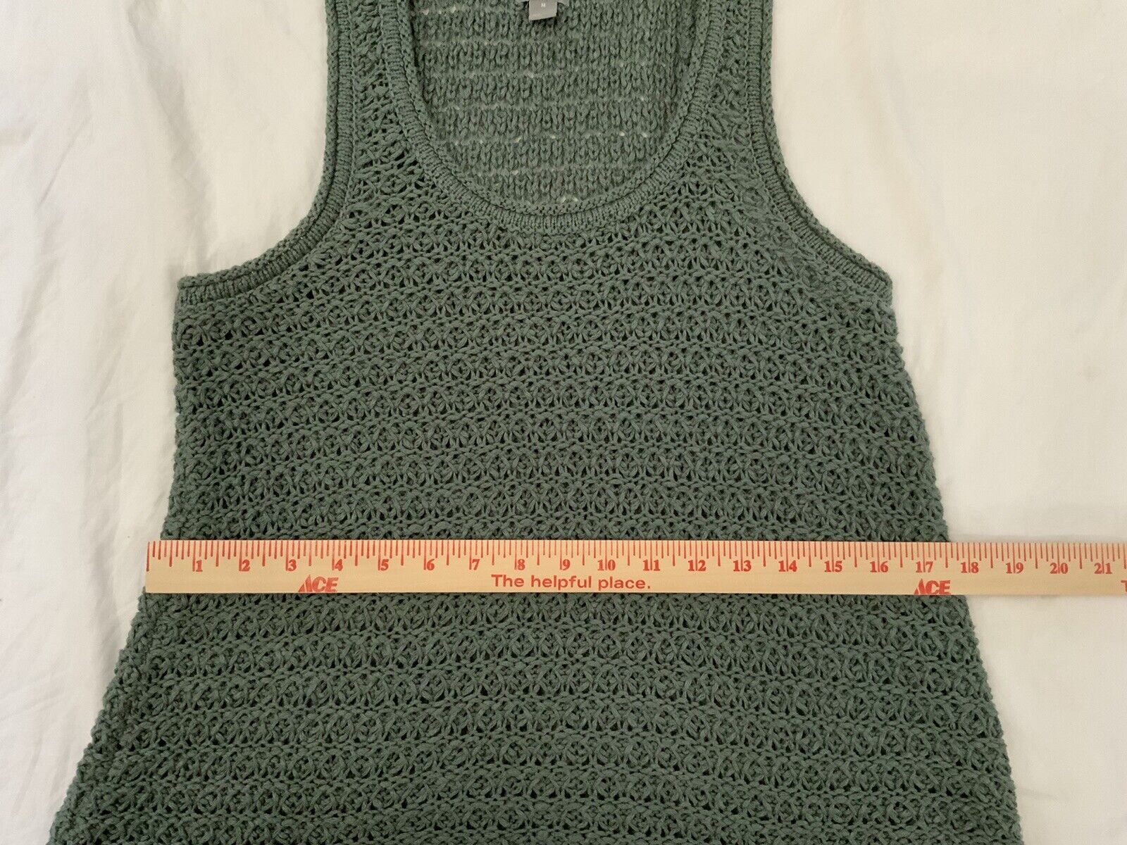 Aerie Boho Cotton Blend Crochet Olive Green Sleev… - image 7