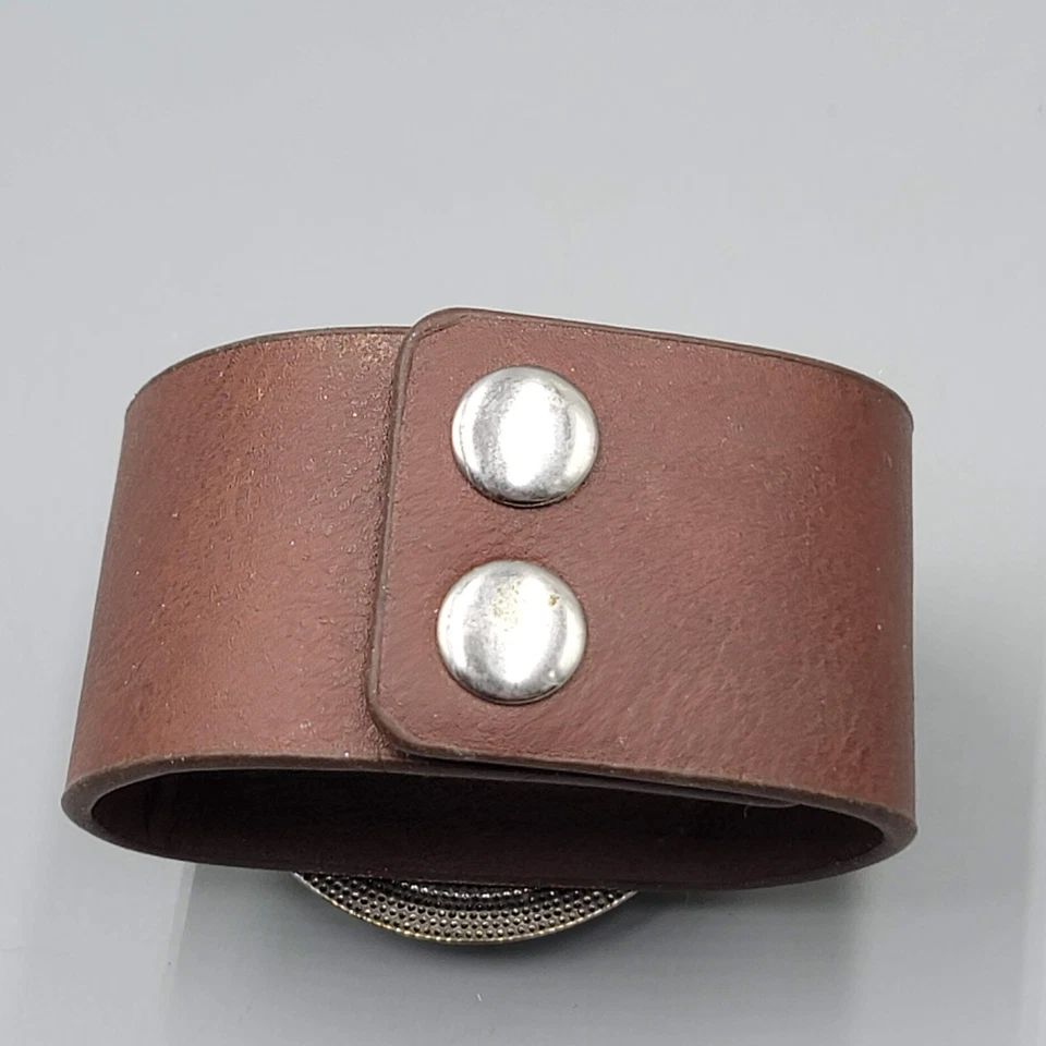 Brazalete ancho de cuero llamativo piedra howlita azul 6" o 7" Foto 4 de 4