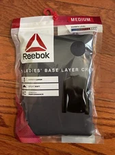 NWT Womens Grey Reebok Base Layer Crew Long Sleeve Athletic Shirt Size Med