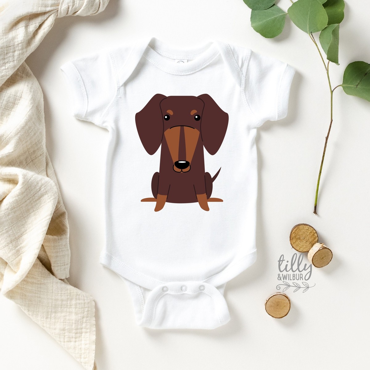 Dachshund Baby Bodysuit, Sausage Dog Baby Clothing, My Siblings