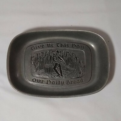 Carson Pewter Bread Plate 9' Tray ''Give Us This Day Our Daily Bread''