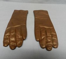 GRANDOE LADIES GLOVES DARK BROWN LEATHER SZ-6,5 ACRYLIC LINING 9" CENTER LONG