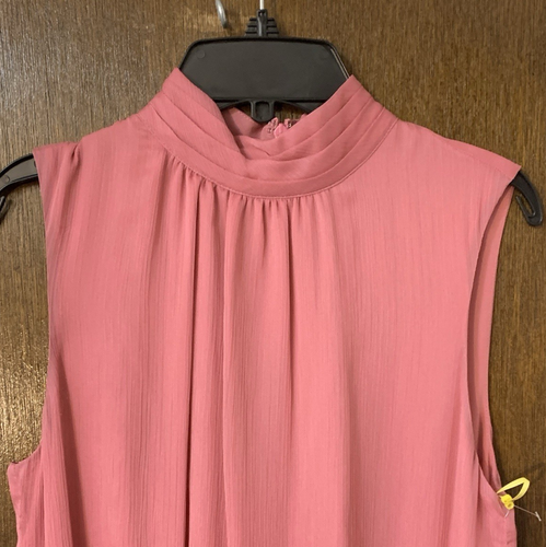 CeCe New Womens $139 Chiffon 2Pc Belted Shift Ruffle Midi Dress 4 Small Pink NWT - Picture 4 of 23