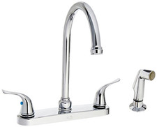 EZ-FLO 10201 2-Handle Kitchen Faucet with Pull-Out Side Sprayer, Chrome, 4-Hole