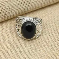 Black Onyx Gemstone Statement Ring 925 Sterling Silver Men's Ring All Size  D65