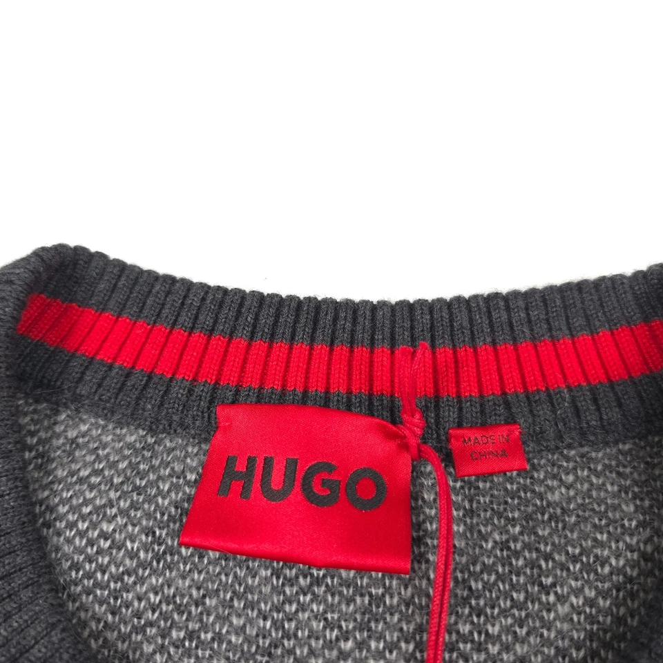 $248 HUGO BOSS Sermatt Wool & Mohair Dark Gray Oversized Sweater Mens Size XL - Image 3 of 4