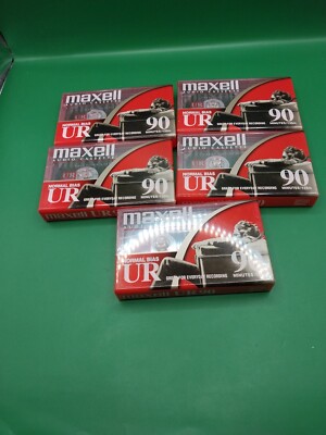 Blank Audio Maxell Lot of 5 Maxell UR-90 Normal-Bias Blank Audio Cassette Tapes