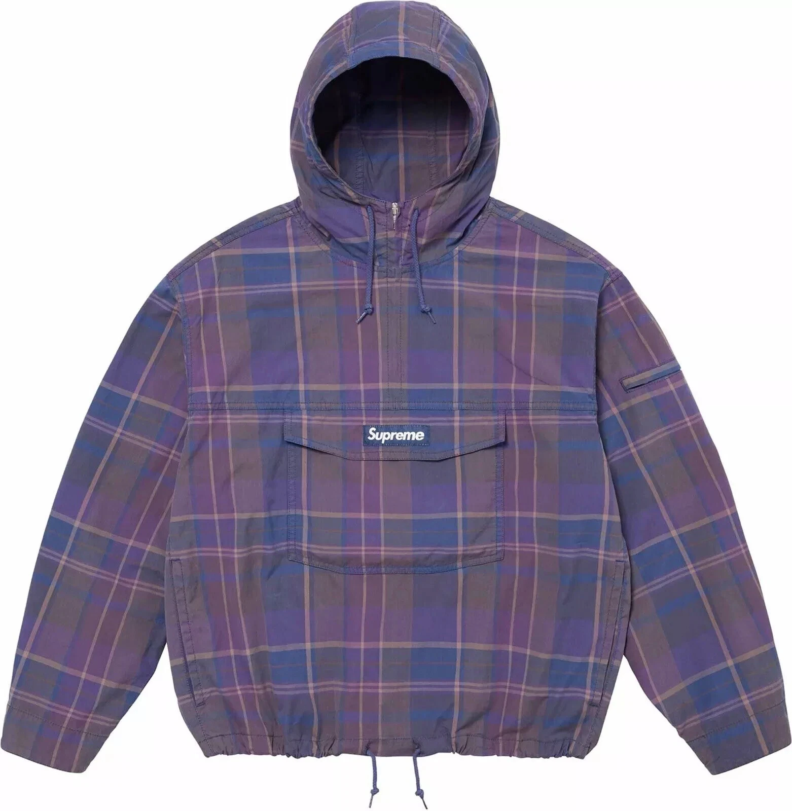 Supreme   Veste anorak utilitaire coton à carreaux violet taille L Large SS24 NEUF