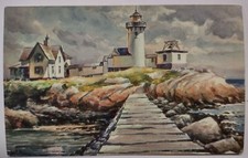 James Murray Art Massachusetts Lighthouse Chrome Postcard Unposted Seashore