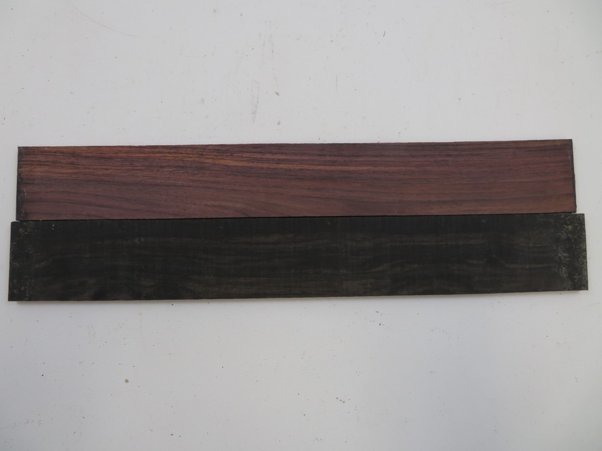 2-Pack Guitar Fingerboard Blanks - Rosewood (21"x3"x3/8") & Ebony (21"x2.5"x3/8") For DIY Builds