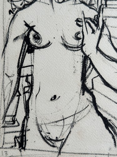 Ancienne lithographie Erotique femme nue Daniel DU JANERAND nue bleu 1950 x 2