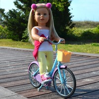 Doll Bicycle - Bicycle With Streamers And Basket For 18 Inch Dolls Doll Bicycle - Bicycle With Streamers And Basket For 18 Inch Dolls