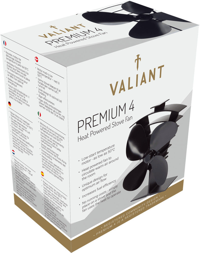 Valiant Premium 4 Blade Heat Powered Log Burner Stove Fan - FIR361 | eBay