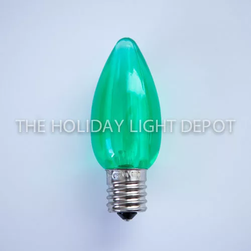25 C9 Green LED Christmas Light Bulbs Green C9 Smooth LED Bulb Dimmable