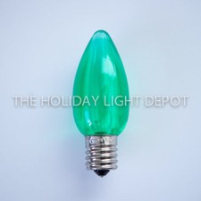 25 C9 Green LED Christmas Light Bulbs Green C9 Smooth LED Bulb Dimmable