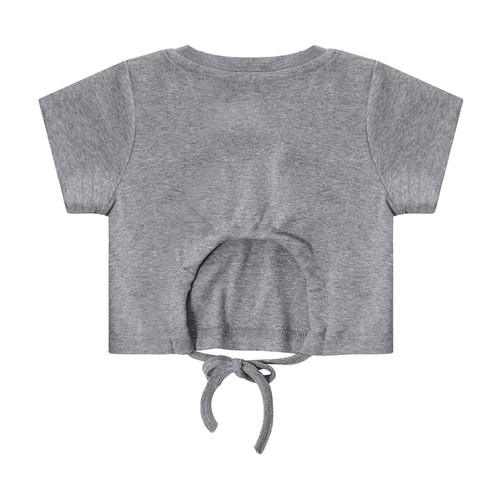 Kids Girls Tops Stage Shirts Exercise Blouse Holiday Crop Top Short Sleeve Bow - Picture 20 of 42