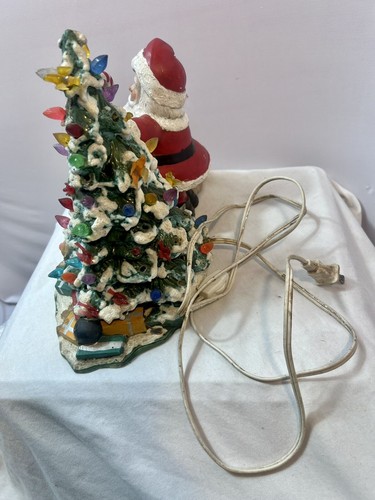 Vintage Ceramic Light Up Christmas Tree & Santa Gifts Teddy Bear Toys Table - Picture 10 of 11