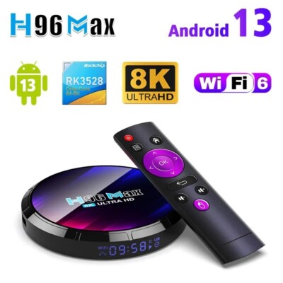 H96 Max 8K RK3528 4GB+64GB UK-Stecker Ultra HD Smart TV Box Android 13.0 Media Play