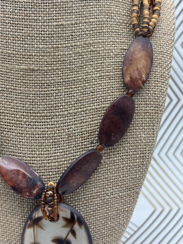 Ожерелье с подвеской в виде нескольких нитей из коричневых смешанных бусин Coldwater Creek богемное - Изображение 3 из 4