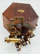 Handmade Nautical Antique Brass Sextant 5" Kelvin & Hughes 1917 Sextant with Box
