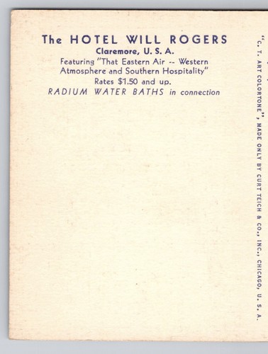Vintage Postcard Hotel Will Rogers Lobby Claremore U S A - 第 13/14 張圖片