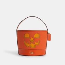 Coach Trick Or Treat Bucket In Signature Canvas With Halloween Pumpkin NWT