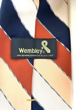 Vtg 60s 70s 4 Inch Mens Tie Wembley Wemlon Polyester Necktie Tie Orange Navy Tan